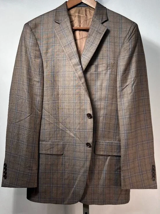 NWT WALTER MORTON 40R Plaid Brown/Blue/Black 2 Btn 97%Wool/3%Cashmere Blazer - Picture 2 of 9